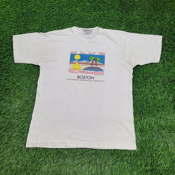 Vintage 1992 Club Oasis Boston Shirt Large 21x26 Chez-Anthonys USA 90s - Picture 1 of 16
